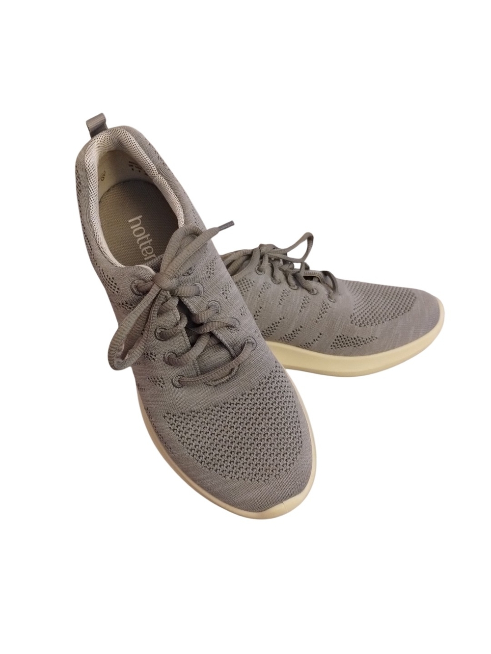 Hotter Women's Light Gray Knit Lace-Up Sneakers Size 6-UK-US Size 8 To 8 1/2